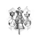 Queen piece of chess protected by gemini  tattoo design idea