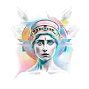  diosa griega que projecte fuerza, esperezanda y fuerza mental tattoo design idea