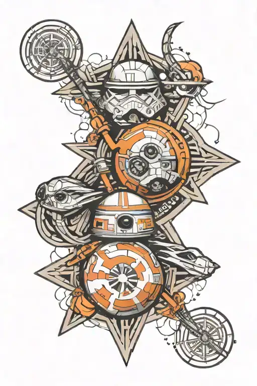 Star Wars with my kids names Genesis and Aria intertwined tattoo design idea