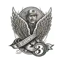 Dale Earnhardt number 3 crosses and number 00 sketch between angel wings tattoo design idea