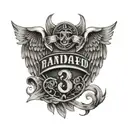 Dale Earnhardt number 3 crosses and number 00 sketch between angel wings tattoo design idea