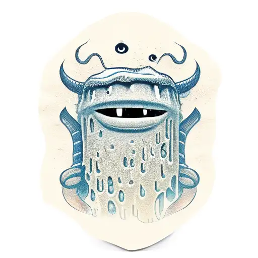 beer bottle turned into a monster character  tattoo design idea