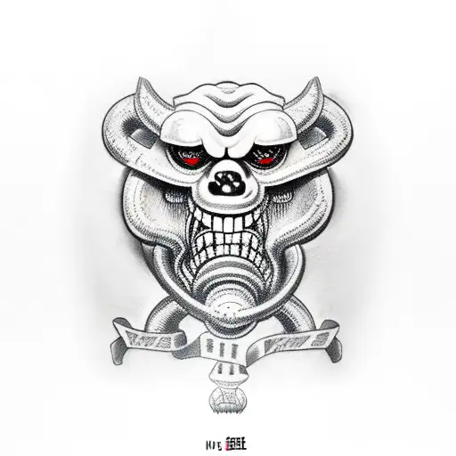 beer bottle monster tattoo design idea