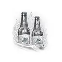 Asahi superdry beer bottle with arms and eyes monster tattoo design idea