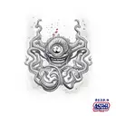 Asahi superdry beer bottle with arms and eyes monster tattoo design idea
