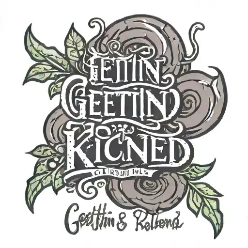 text "gettin' stoned and kicking' rocks" cursive  tattoo design idea