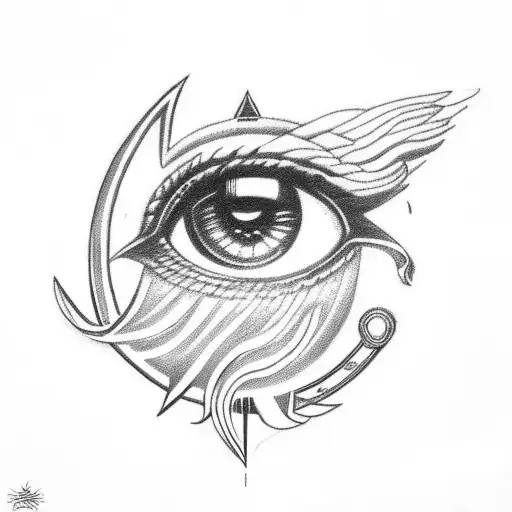 eye of ra with ankh tattoo design idea