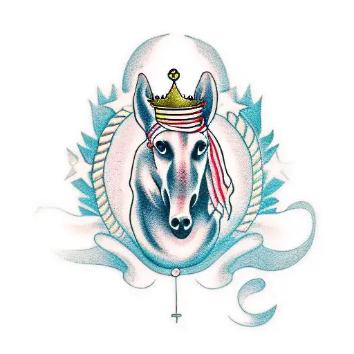horse dog crown tattoo design idea