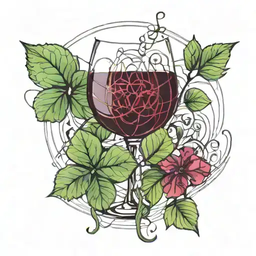 4 leaf clover and glass of wine tattoo design idea