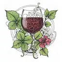 4 leaf clover and glass of wine tattoo design idea
