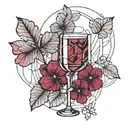 4 leaf clover and glass of wine tattoo design idea