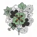 4 leaf clover and glass of wine tattoo design idea