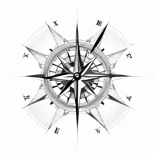 compass clock tattoo design idea