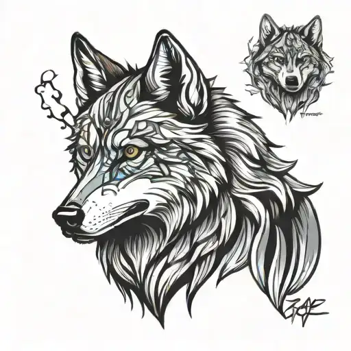 lone wolf face tattoo design idea