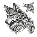 lone wolf face tattoo design idea