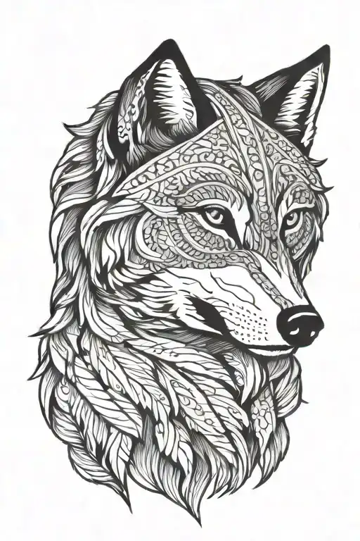wolf head, haiti tattoo design idea