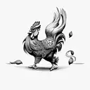 Rooster Riding a Bull tattoo design idea