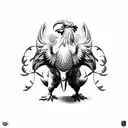 Rooster Riding a Bull tattoo design idea