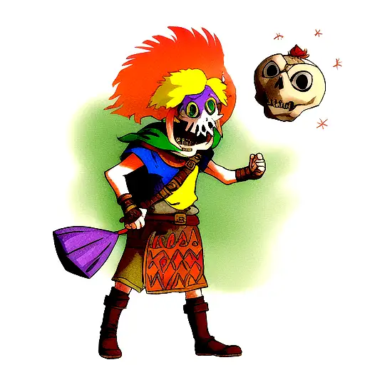skull kid legend of zelda tattoo design idea