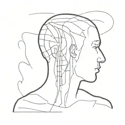 I suffer from depression. I feel like a prisoner in my mind. a little psychedelic. faceless. side of the head. tattoo design idea