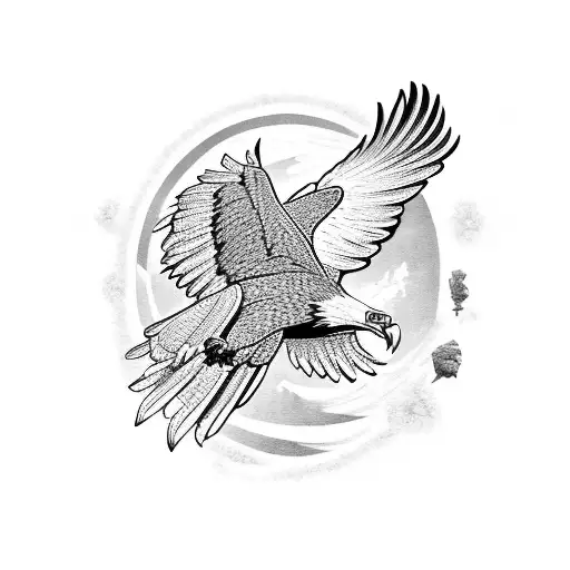 A majestic eagle soaring over a mountain range tattoo design idea