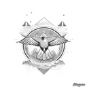 A majestic eagle soaring over a mountain range tattoo design idea
