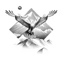 A majestic eagle soaring over a mountain range tattoo design idea