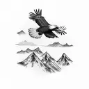 A majestic eagle soaring over a mountain range tattoo design idea