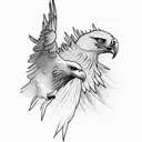 A majestic eagle soaring over a mountain range tattoo design idea