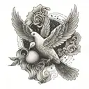A dove carrying a scroll with a message from your grandma tattoo design idea