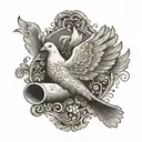 A dove carrying a scroll with a message from your grandma tattoo design idea