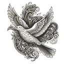A dove carrying a scroll with a message from your grandma tattoo design idea