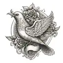 A dove carrying a scroll with a message from your grandma tattoo design idea