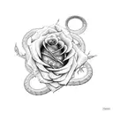 rose and snake tattoo design idea