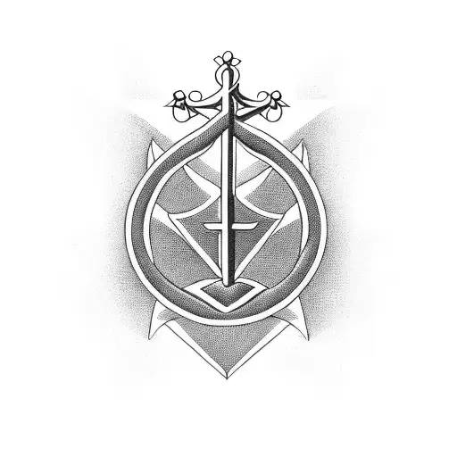 A blackwork tattoo of a Corinthians symbol merging with the scales of justice, representing your love for the team and profession as a lawyer tattoo design idea