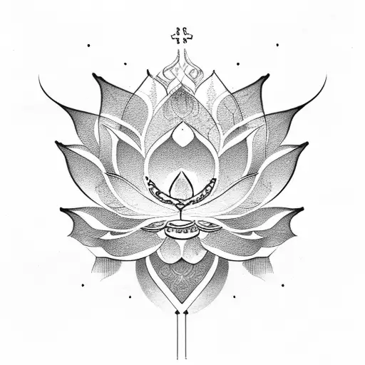 Lotus Flower with Cross tattoo design idea