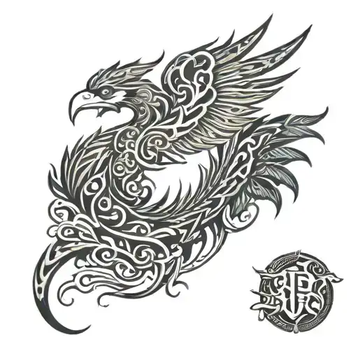 side profile Phoenix tribal design tattoo design idea