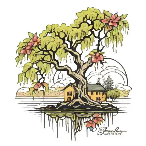 willow tree by paco river with lillys tattoo design idea