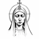virgin mary crying tattoo design idea