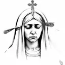 virgin mary crying tattoo design idea