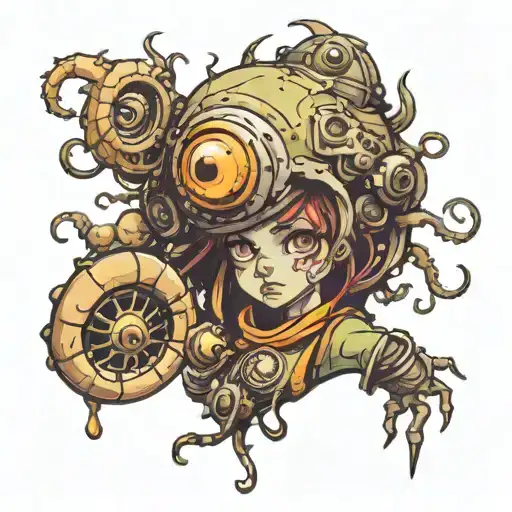 D&D Beholder, cute girl and cute tattoo design idea