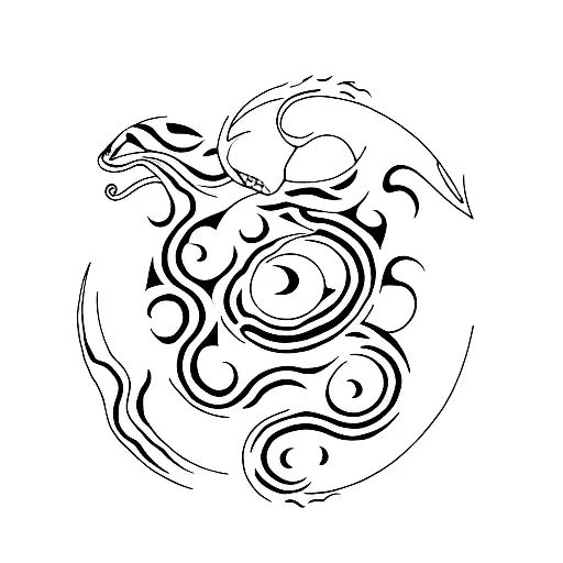 1 black snake, 1 white snake with the moon cycle tattoo design idea