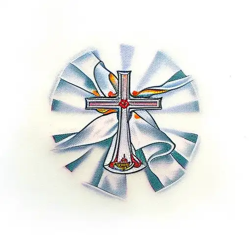 Orthodox Cross and soldier tattoo design idea