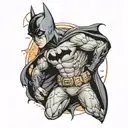 batman with gotham city backround tattoo design idea