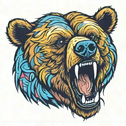 grizzly bear head tattoo design idea