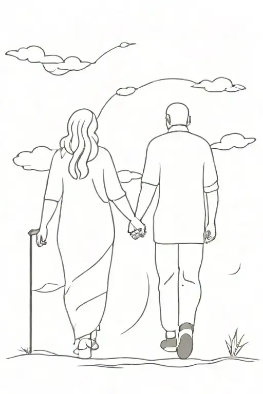 Grandparents walking towards heaven tattoo design idea