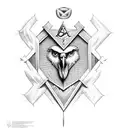 doubke-head eagle from masonic scottish rite, masonic columns boaz and jachin, masonic square and compass tattoo design idea