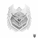 doubke-head eagle from masonic scottish rite, masonic columns boaz and jachin, masonic square and compass tattoo design idea