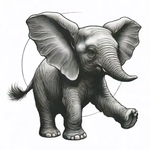 baby elephant with a full moon on back tattoo design idea