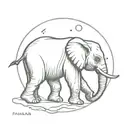 baby elephant with a full moon on back tattoo design idea
